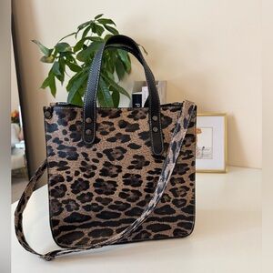 Leopard Print Tote Bag with Black Accents